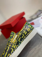CL Loafers Monogram Yellow Green Leather and Spikes 242380