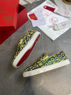 CL Loafers Monogram Yellow Green Leather and Spikes 242380