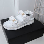 CC 25S Dad Sandal White  Tweed Calfskin