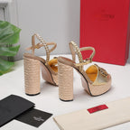 VT 25 Platform Sandals Gold Cowhide Espadrilles