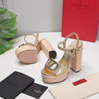 VT 25 Platform Sandals Gold Cowhide Espadrilles