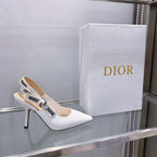 cd slingback pumps 95 white patent calfskin