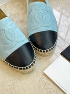 espadrilles cloud blue suede black lambskin