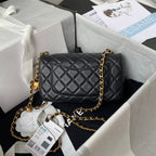 Classic Mini Flap Bag 20cm black lambskin gold hardware