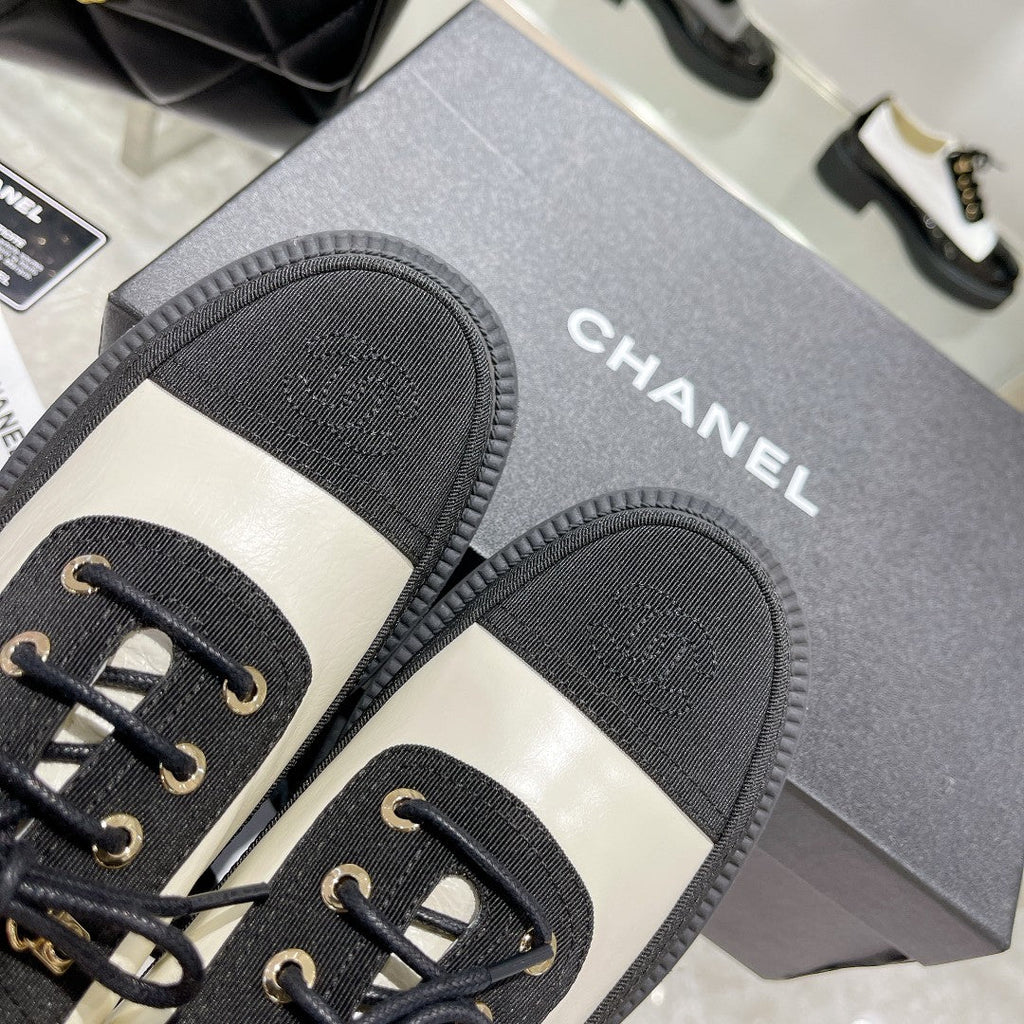 CC Sneaker 45mm Black White Wrinkled Lambskin And Fabric