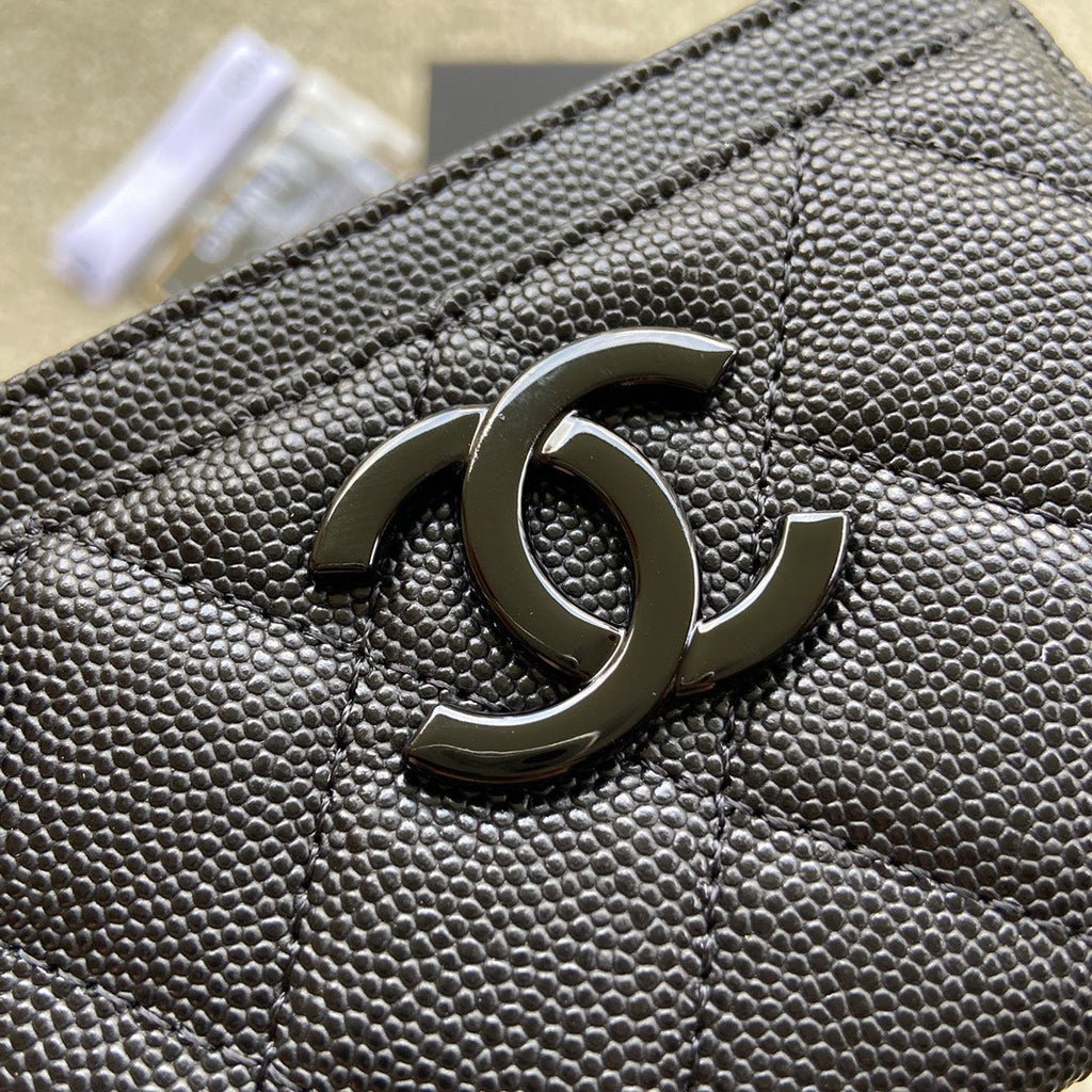 cc card holder 11cm black caviar black hardware