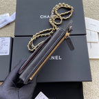Chanel 2026 Phone Holder Crossbody Bag Black Caviar Leather