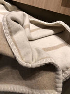 CC Merino Blanket Beige White Wool Cashmere