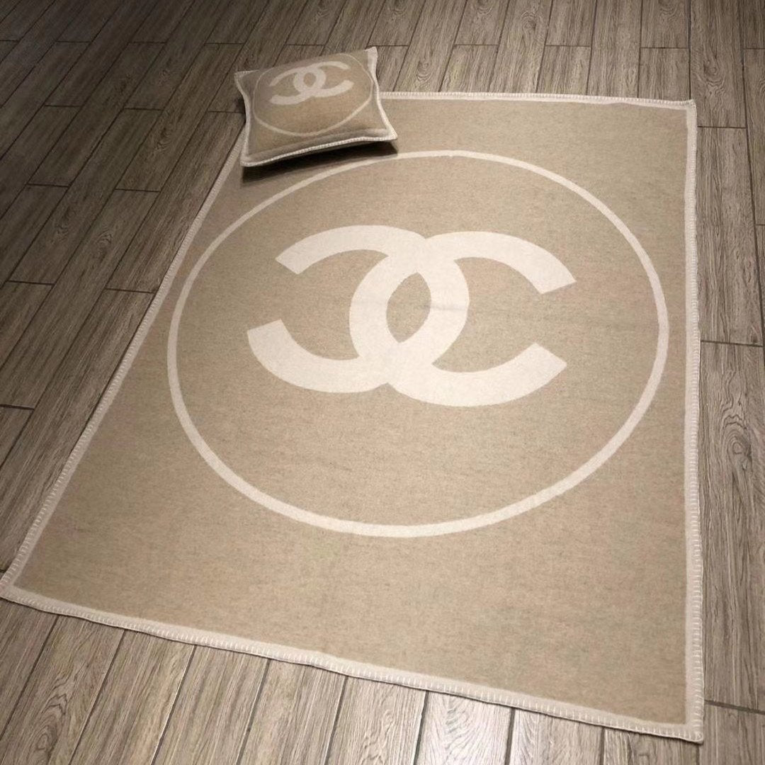 CC Merino Blanket Beige White Wool Cashmere