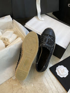 espadriles black white tweed black lambskin
