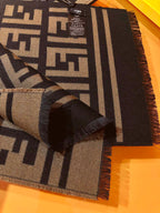 FF Jacquard 180CM Scarf Brown Wool 103256