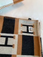 HM Avalon Throw Blanket Brown Black Wool Cashmere