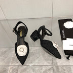 CC 25C 5CM Slingback Flats Black White Fabric 213240