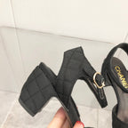 CC 25C 5CM Slingback Flats Black White Fabric 213240