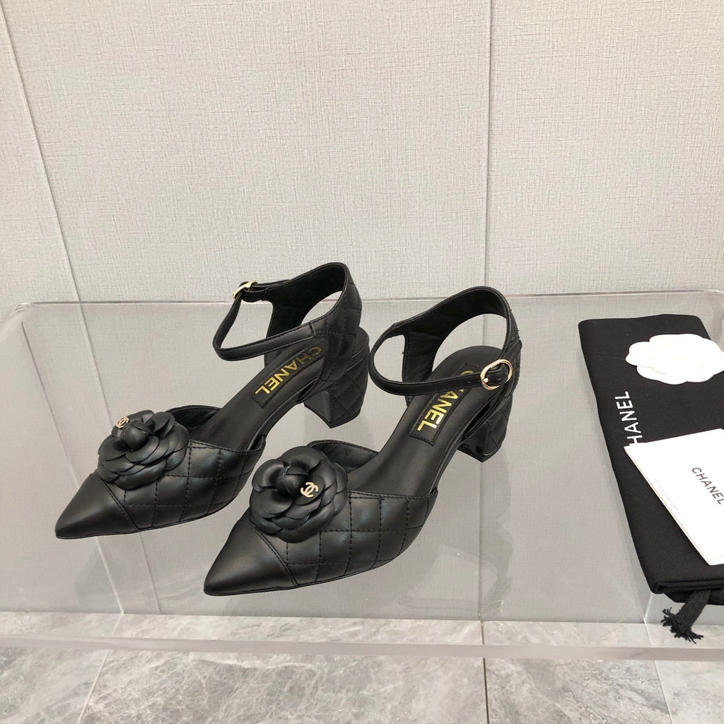 CC 25C 5CM Slingback Flats Black Leather 213242