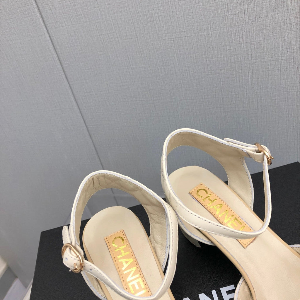 CC 25C 5CM Slingback Flats White Leather 213244