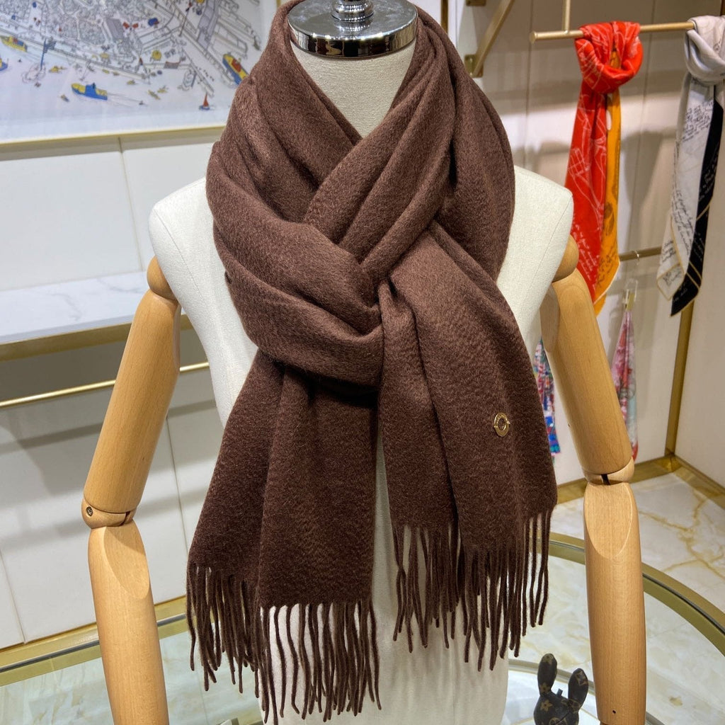 LP Grande Unita Scarf 200 CM In Cocoa Brown Cashmere  645521