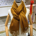 LP Grande Unita Scarf 200 CM In Ochre Yellow Cashmere 645523