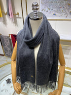 LP Grande Unita Scarf 200 CM In Black Grey Cashmere 645516