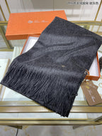 LP Grande Unita Scarf 200 CM In Black Grey Cashmere 645516