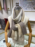 LP Scarf 190 CM In Beige White Mix Grey Brown Cashmere 649677