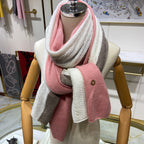 LP Scarf 190 CM In Pink Mix White Earth Brown Cashmere 649678