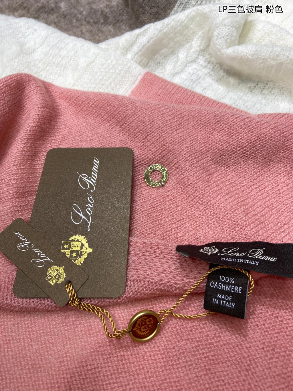 LP Scarf 190 CM In Pink Mix White Earth Brown Cashmere 649678