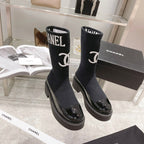 CC Short Boots 45mm Black Stretch Wool And Cowhide