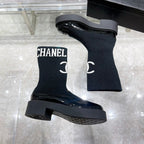 CC Short Boots 45mm Black Stretch Wool And Cowhide