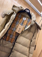 Burberry 25 Fur Collar Long Jacket Beige Down Nylon