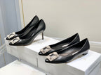 Manolo Snowflake Buckle Pumps Black Cowhide 204508