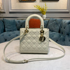 medium lady 24 white lambskin