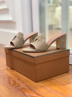 Summer Charms Mules 80 Taupe Suede Pink Lambskin