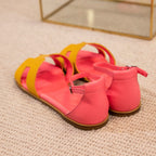 santorini sandal yellow pink epsom leather