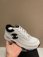 CC Sneaker White Calfskin Grey Suede