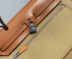 Herbag 31 Toile Beige Canvas Gold Cowhide Leather