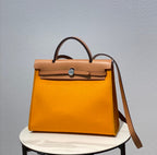 Herbag 31 Toile Dark Yellow Canvas Gold Cowhide Leather