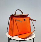 Herbag 31 Toile Orange Canvas Gold Cowhide Leather
