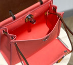 Herbag 31 Toile Pink Canvas Gold Cowhide Leather