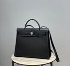 Herbag 31 Toile Black Canvas Black Cowhide Leather