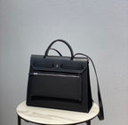 Herbag 31 Toile Black Canvas Black Cowhide Leather