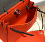Herbag 31 Toile Red Orange Canvas Black Cowhide Leather