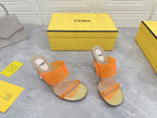 FENDI FIRST 95 MM HIGH-HEELED SANDAL IN LIGHT ORANGE TPU FILM AND LAMBSKIN