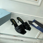 PRA QUILTED HIGH HEELS SANDALS 65 BLACK LAMBSKIN