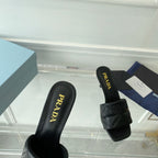 PRA QUILTED HIGH HEELS SANDALS 65 BLACK LAMBSKIN
