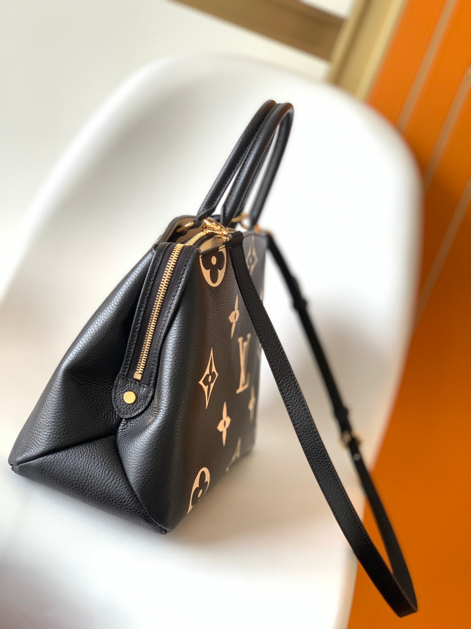 LV Petit Palais Bag Black White Cowhide 241141