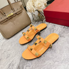 Valentino Roman Stud Sandals Flat Sheepskin