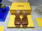 FENDI FIRST 95 MM HIGH-HEELED SANDAL IN SEPIA BROWN LAMBSKIN GOLD HARDWARE