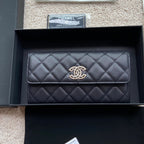CC Classic Long Wallet 19cm Black Grained Calfskin