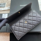 CC Classic Long Wallet 19cm Black Grained Calfskin